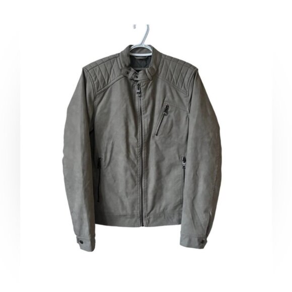 Guess NWT Mens Grey Quilted motorcycle drew suedes Jacket size XS - Picture 2 of 12